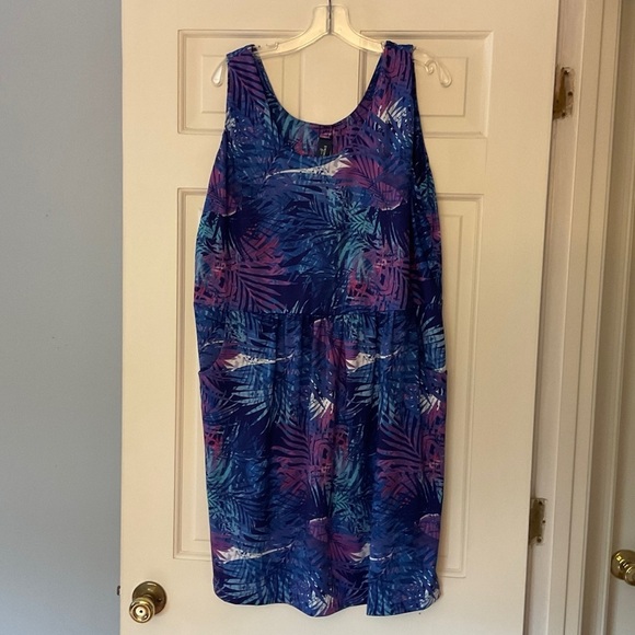 Swimsuits For All Swim Cover Up Dress Blue Tropical Print Size 14 / 16 NWT Beach - Picture 1 of 8